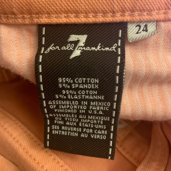 7 for All Mankind Premium Denim  Light Orange Monroe Cutt Off Shorts in size 24 - Picture 5 of 5